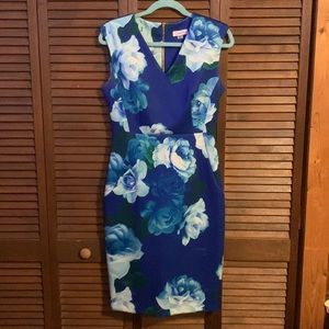 Blue Floral Calvin Klein midi dress